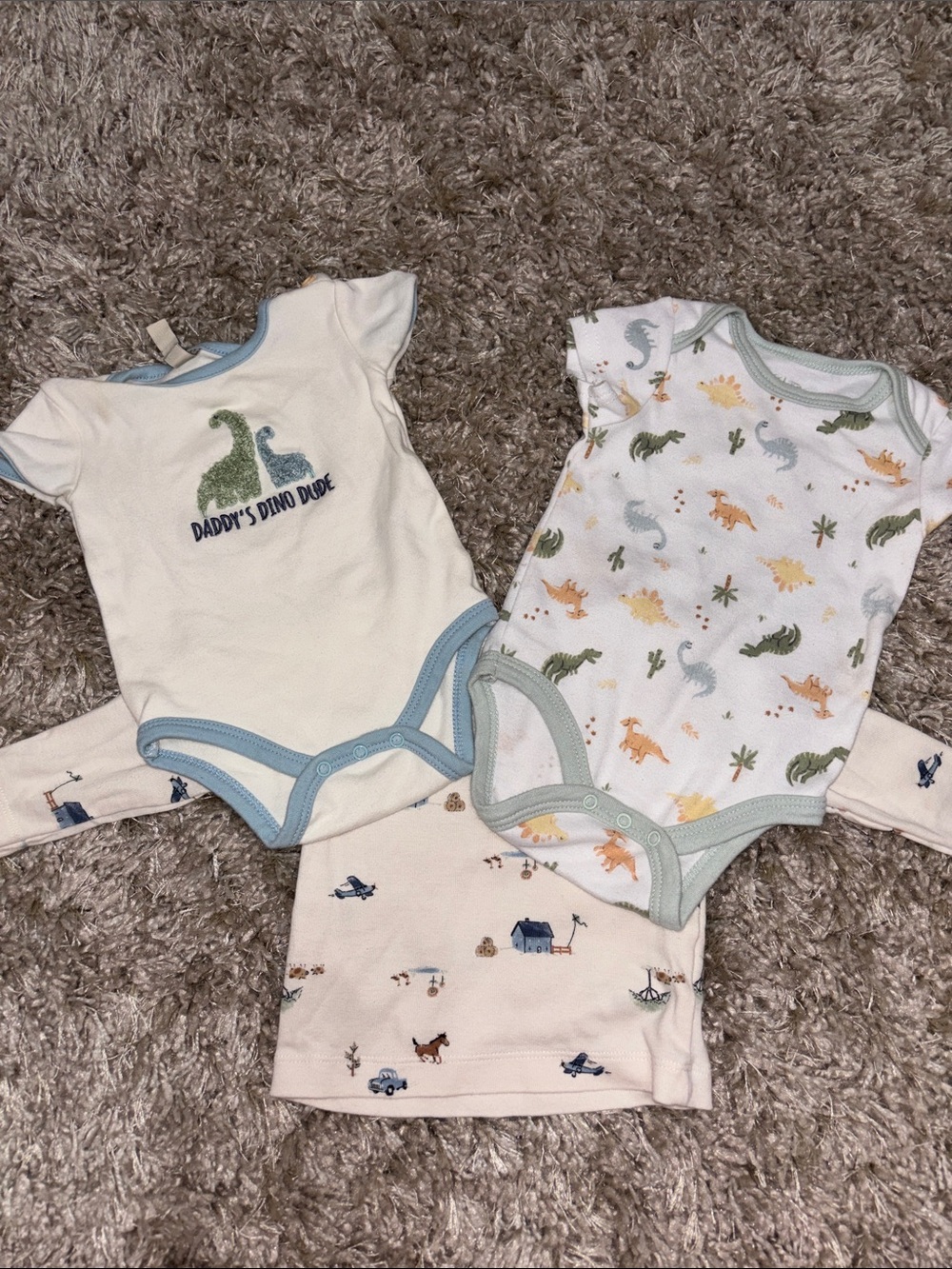 Baby Boys Dino One-Piece Bodysuit Onesies with Long  sleeve Shirt